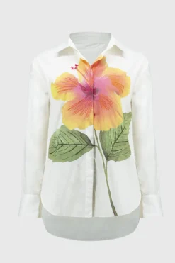 Joseph Ribkoff Embroidered Flower Blouse in White 251938