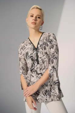 Joseph Ribkoff Fit & Flare Top in Python 252242