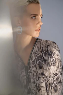 Joseph Ribkoff Fit & Flare Top in Python 252242