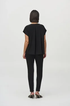 Joseph Ribkoff Foiled Velvet Jumpsuit in Black Gold 244001