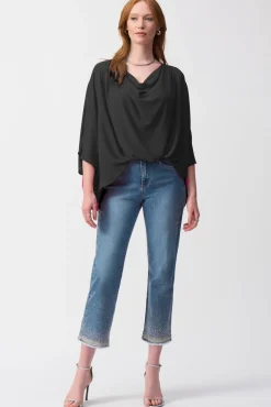 Joseph Ribkoff Georgette Boxy Top in Black 251026