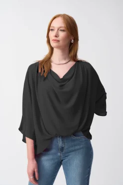 Joseph Ribkoff Georgette Boxy Top in Black 251026