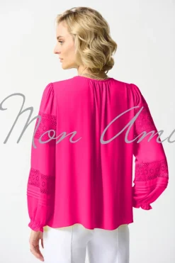 Joseph Ribkoff Georgette Top in Ultra Pink 242124