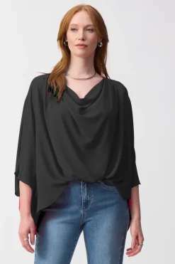 Joseph Ribkoff Georgette Boxy Top in Black 251026