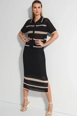 Joseph Ribkoff Knit Skirt in Black Parchment 252923