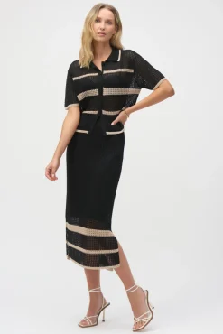 Joseph Ribkoff Knit Skirt in Black Parchment 252923