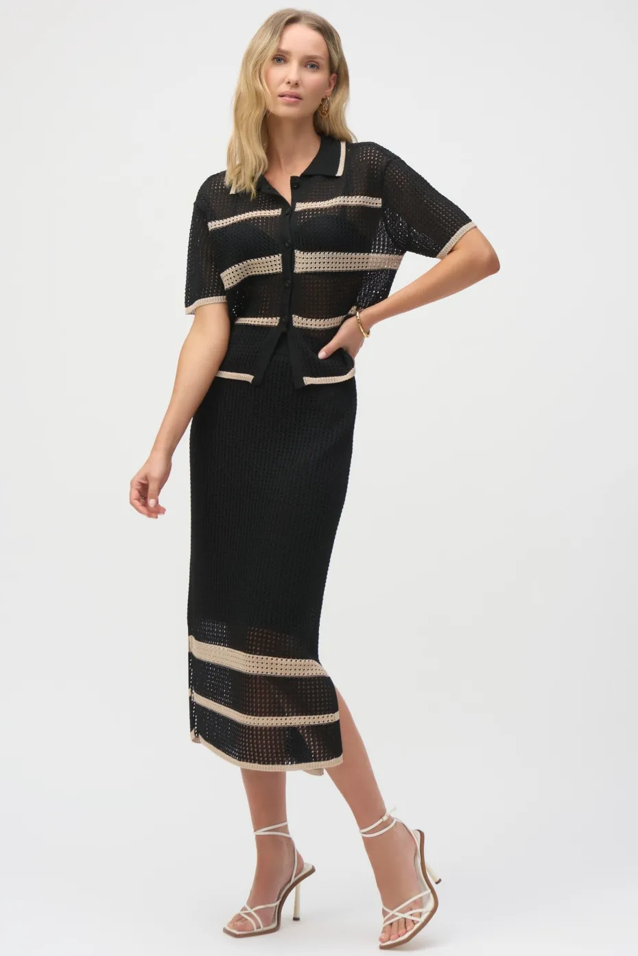 Joseph Ribkoff Knit Skirt in Black Parchment 252923