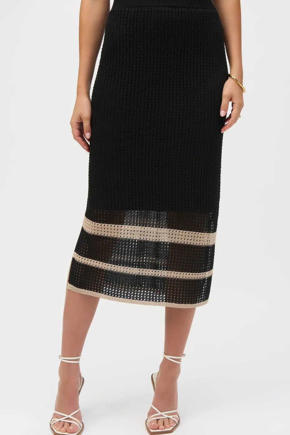 Joseph Ribkoff Knit Skirt in Black Parchment 252923