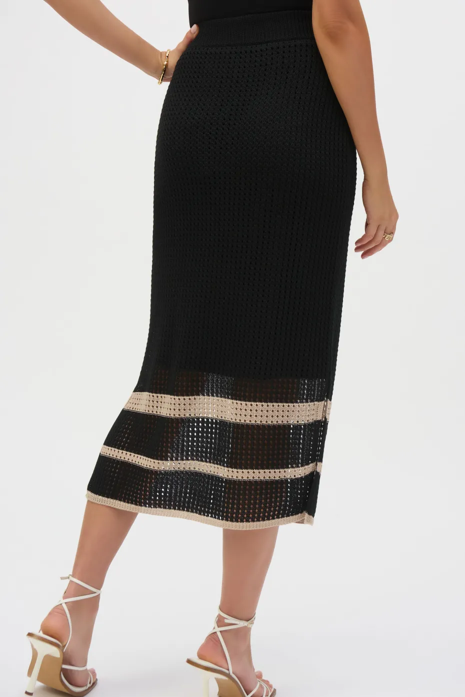Joseph Ribkoff Knit Skirt in Black Parchment 252923