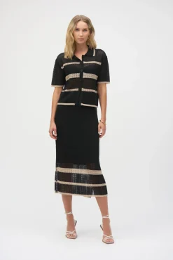 Joseph Ribkoff Knit Skirt in Black Parchment 252923