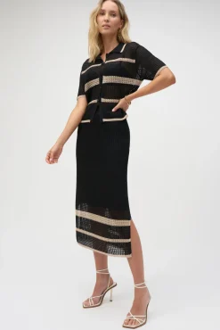 Joseph Ribkoff Knit Skirt in Black Parchment 252923