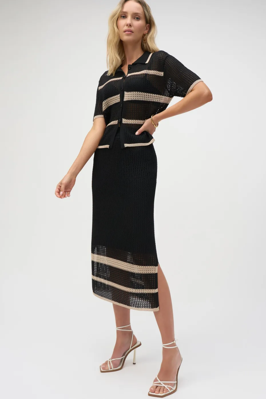 Joseph Ribkoff Knit Skirt in Black Parchment 252923