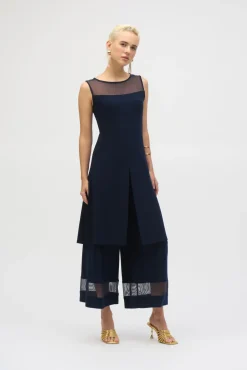 Joseph Ribkoff Mesh Culotte Pant in Midnight 252082