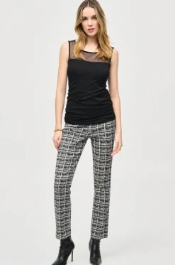 Joseph Ribkoff Mesh Fitted Top in Black 243104