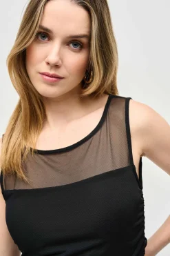 Joseph Ribkoff Mesh Fitted Top in Black 243104