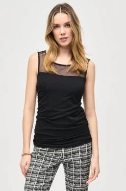 Joseph Ribkoff Mesh Fitted Top in Black 243104