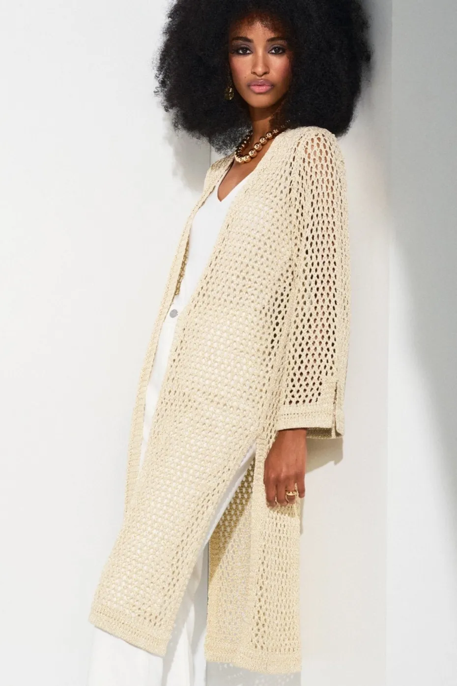 Joseph Ribkoff Metal Fibre Cardi in Gold 252904