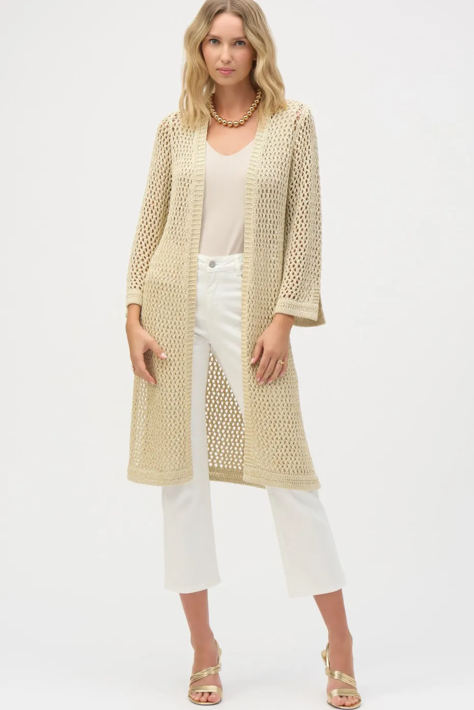 Joseph Ribkoff Metal Fibre Cardi in Gold 252904