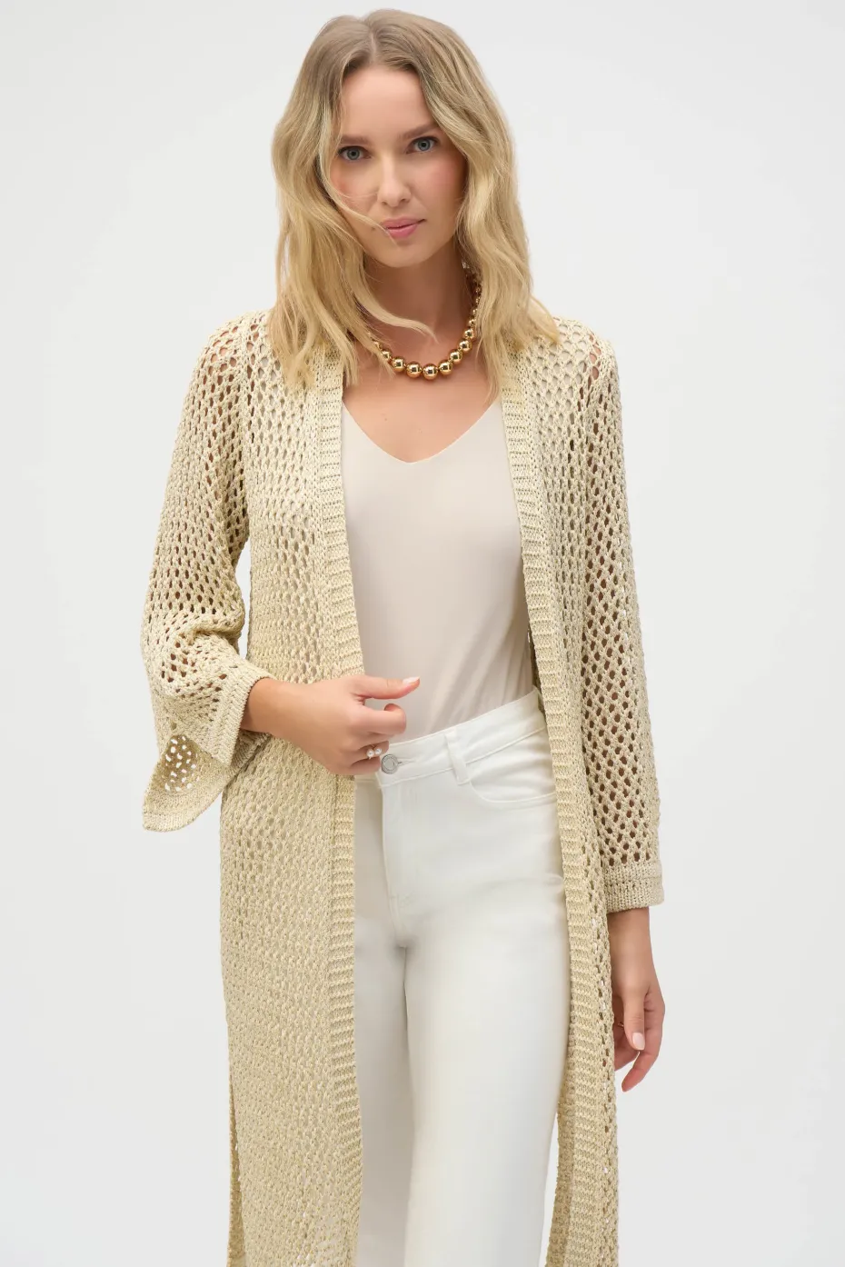 Joseph Ribkoff Metal Fibre Cardi in Gold 252904