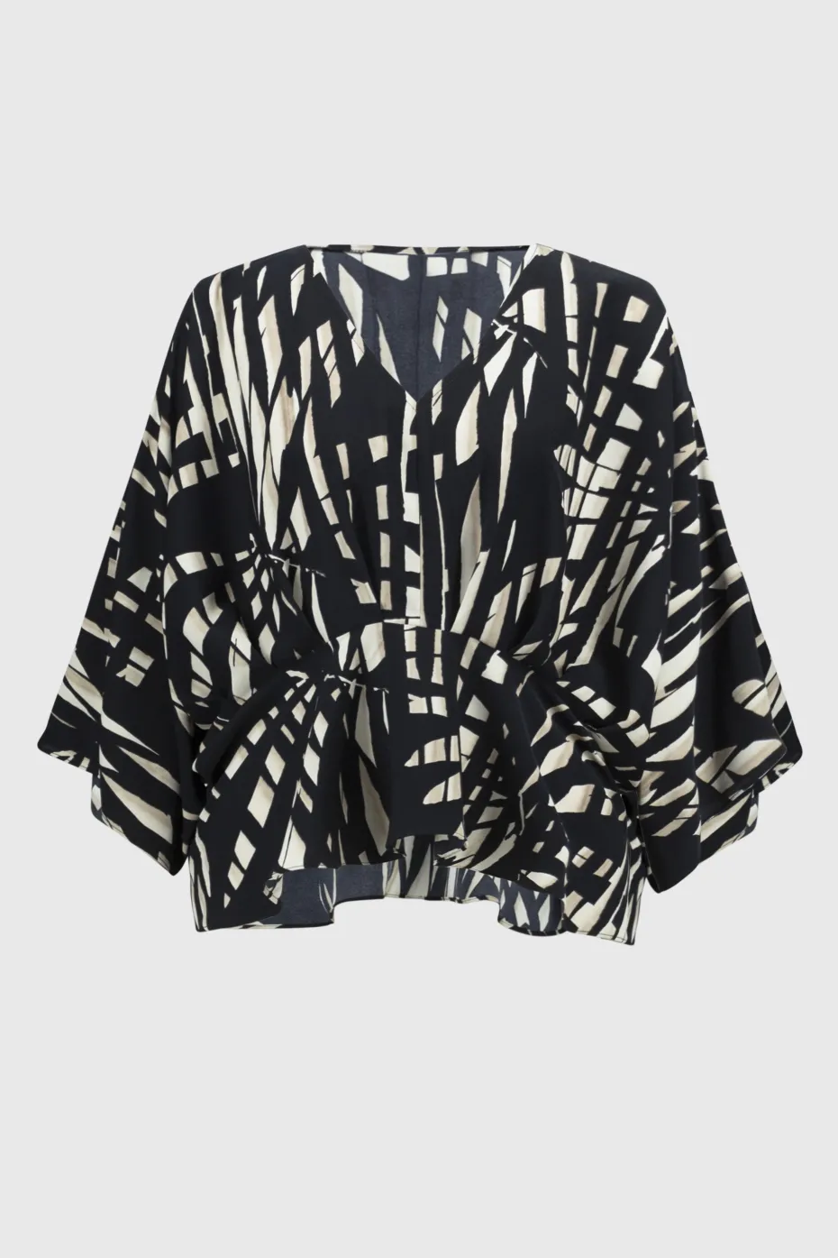 Joseph Ribkoff Peplum Top in Black Vanilla Tropical 251047