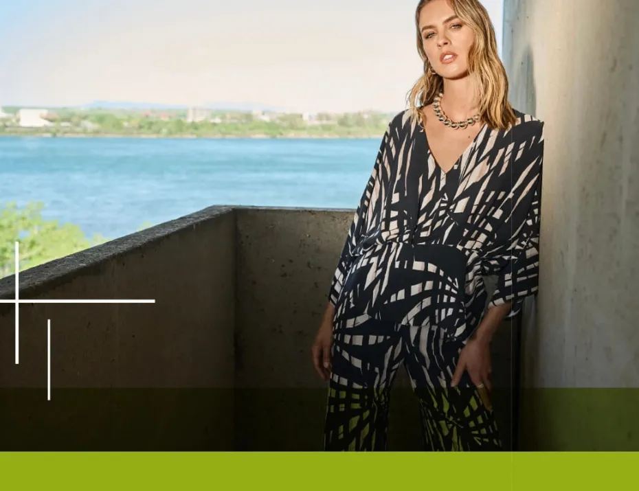 Joseph Ribkoff Peplum Top in Black Vanilla Tropical 251047