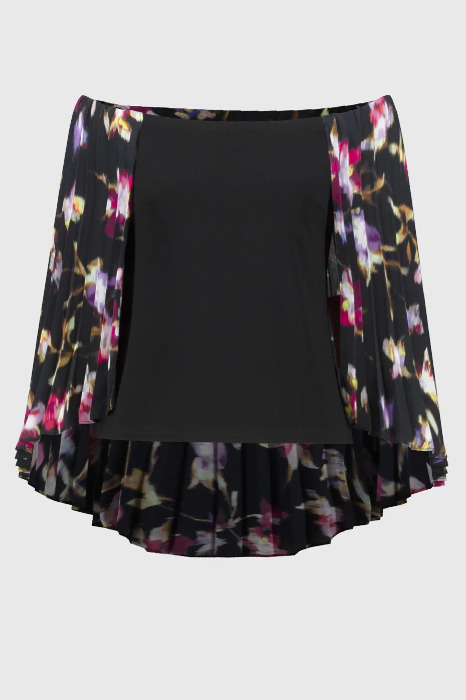 Joseph Ribkoff Pleated Cape Top in Black Floral 244246