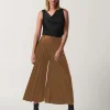 Joseph Ribkoff Pleated Faux Leather Culotte in Nutmeg 233109