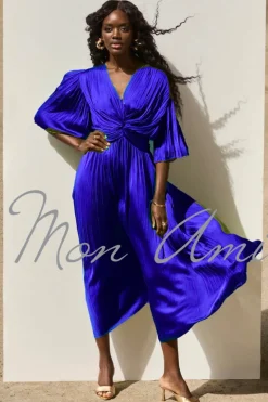 Joseph Ribkoff Pleated Satin Midi in Royal Sapphire 251903