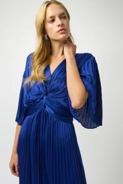 Joseph Ribkoff Pleated Satin Midi in Royal Sapphire 251903