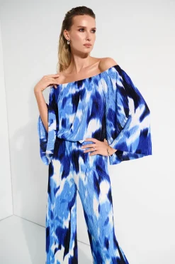 Joseph Ribkoff Pleated Top in Blue Vanilla 252227