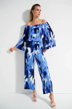 Joseph Ribkoff Pleated Top in Blue Vanilla 252227