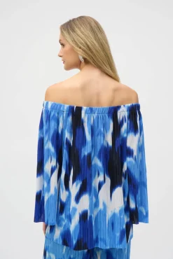 Joseph Ribkoff Pleated Top in Blue Vanilla 252227