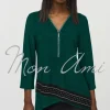 Joseph Ribkoff Rhinestone Trim Top in Absolute Green 244026