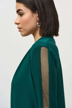 Joseph Ribkoff Rhinestone Mesh Set in Absolute Green 244170