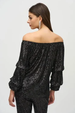 Joseph Ribkoff Sequin Top in Black 244227