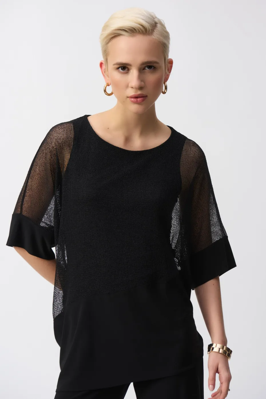 Joseph Ribkoff Silky Mesh Top in Black 251092