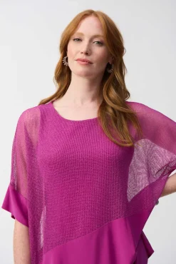 Joseph Ribkoff Silky Mesh Top in Purple Orchid 251092