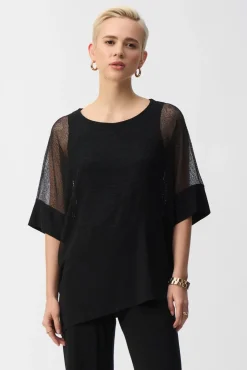 Joseph Ribkoff Silky Mesh Top in Black 251092
