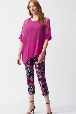 Joseph Ribkoff Silky Mesh Top in Purple Orchid 251092