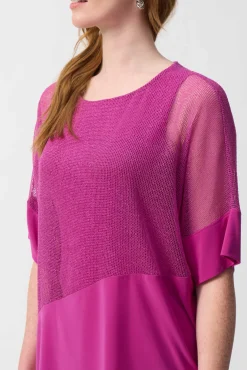 Joseph Ribkoff Silky Mesh Top in Purple Orchid 251092