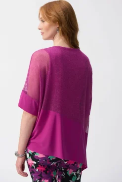 Joseph Ribkoff Silky Mesh Top in Purple Orchid 251092
