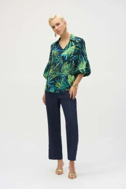 Joseph Ribkoff Tropical Top in Midnight Jungle 252073