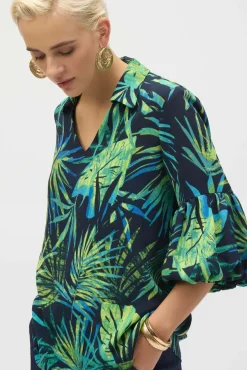 Joseph Ribkoff Tropical Top in Midnight Jungle 252073