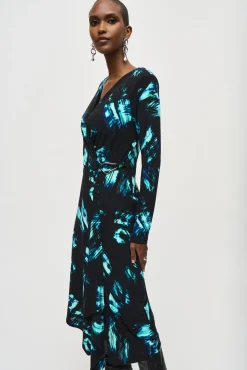 Joseph Ribkoff Wrap Dress in Blue Black 243147
