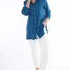 Jump Frayed Tunic Shirt in Sapphire