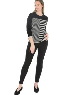 Jump Mixed Stripe Pullover in Black Grey
