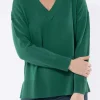 Jump V Neck Long Sleeve Knit in Hunter