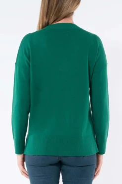Jump V Neck Long Sleeve Knit in Hunter