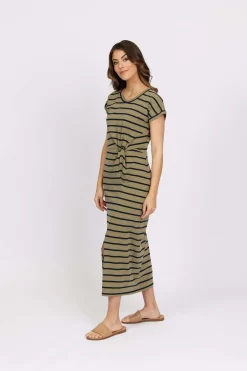 Knewe Parker Dress in Khaki Stripe