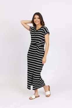 Knewe Parker Dress in Khaki Stripe